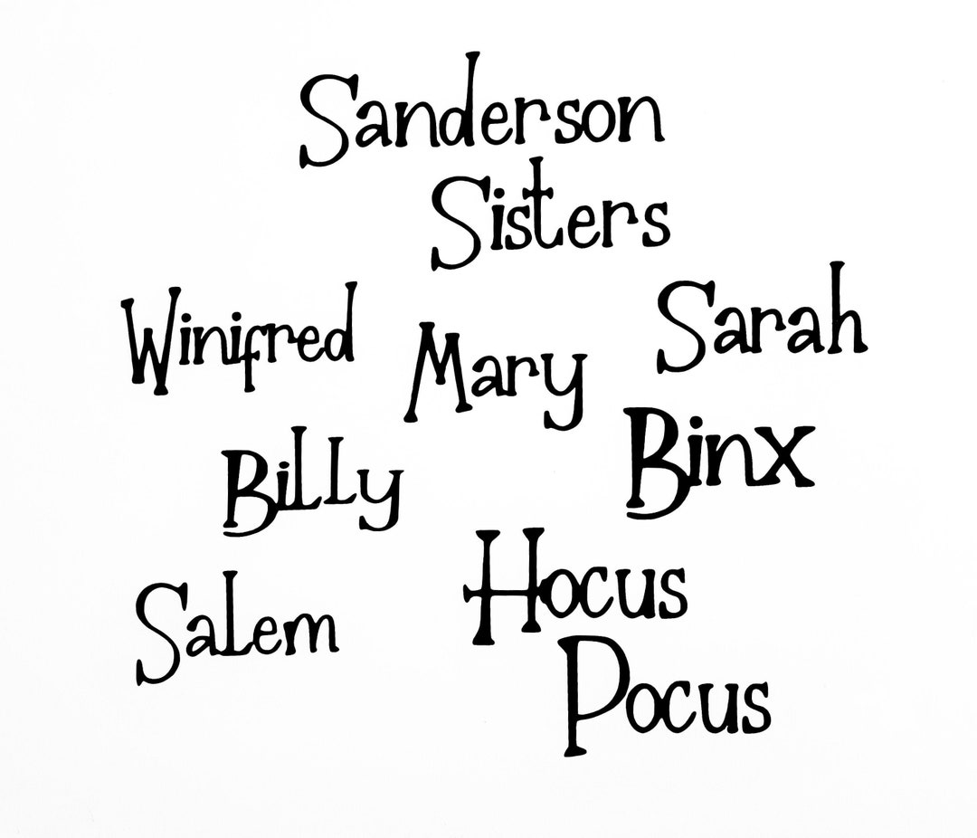 SANDERSON SISTERS Decal Set Sanderson Sisters Names Binx Etsy