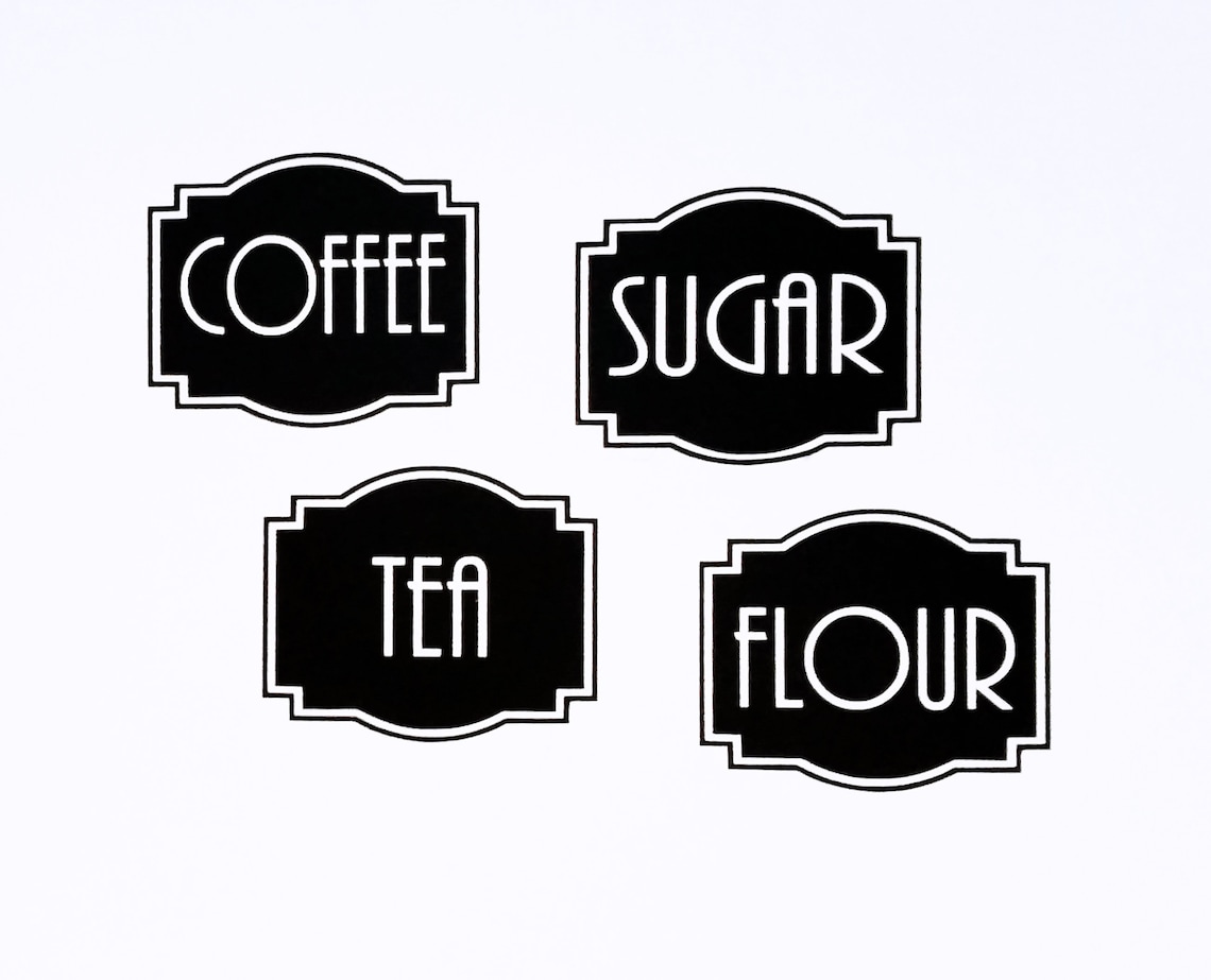 CANISTER Vinyl Decal Labels Set of 4 Coffee Tea Sugar Flour Etsy