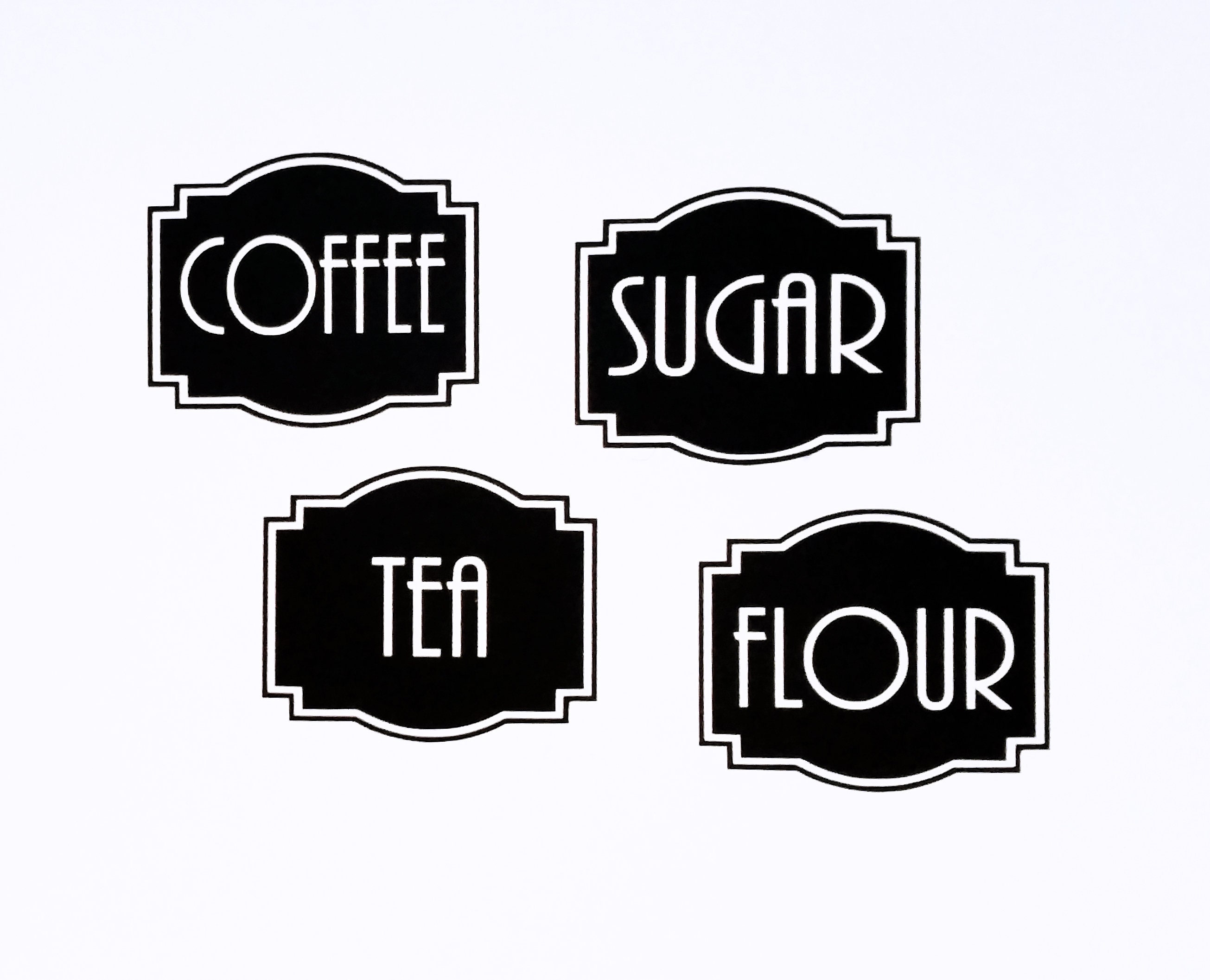kitchen storage stickers Tea Coffee Sugar labels black vinyl decal 