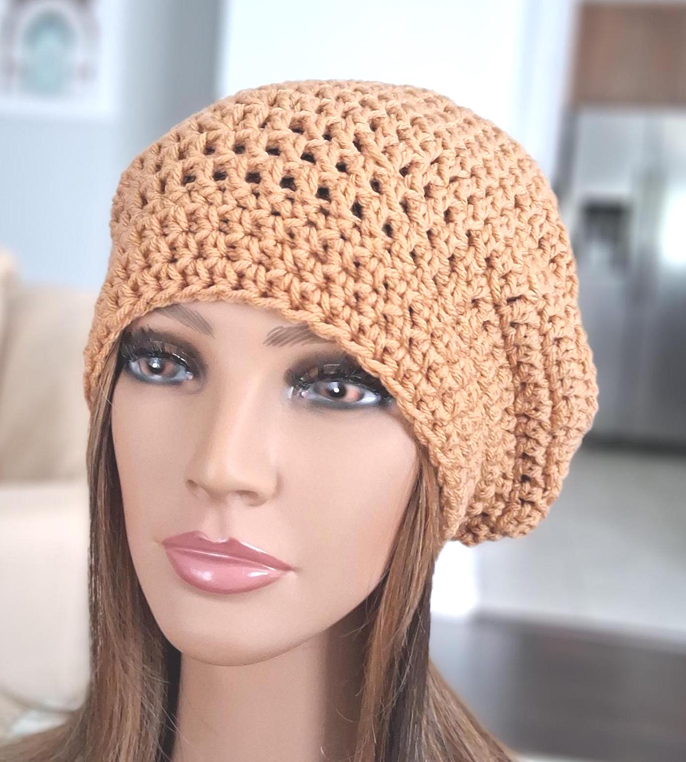 MADE IN ITALY Thick Chunky Crochet Slouchy Beanie Hat Tan Latte Wool Dreads Boho il_fullxfull.2109497077_2sey.jpg main image 2