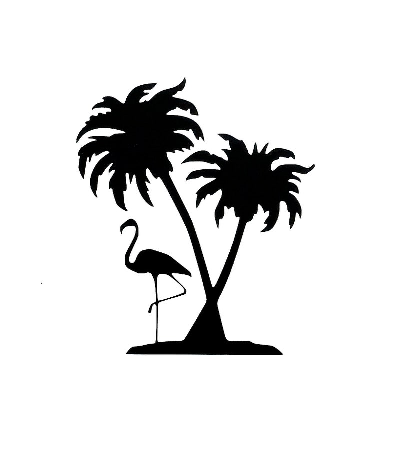 FLAMINGO PALM TREES Vinyl Decal Flamingo Sticker Tropical Etsy
