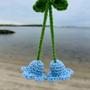 Crochet Lily of the Valley Flowers Rearview Mirror Car Decoration and Keychain