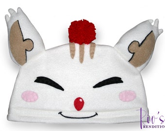 Final Fantasy Crystal Chronicles - Moogle Hat / Fleece Hat / Costume Hat / Cosplay / Winter Hat / Final Fantasy Hat / Video Game Characters