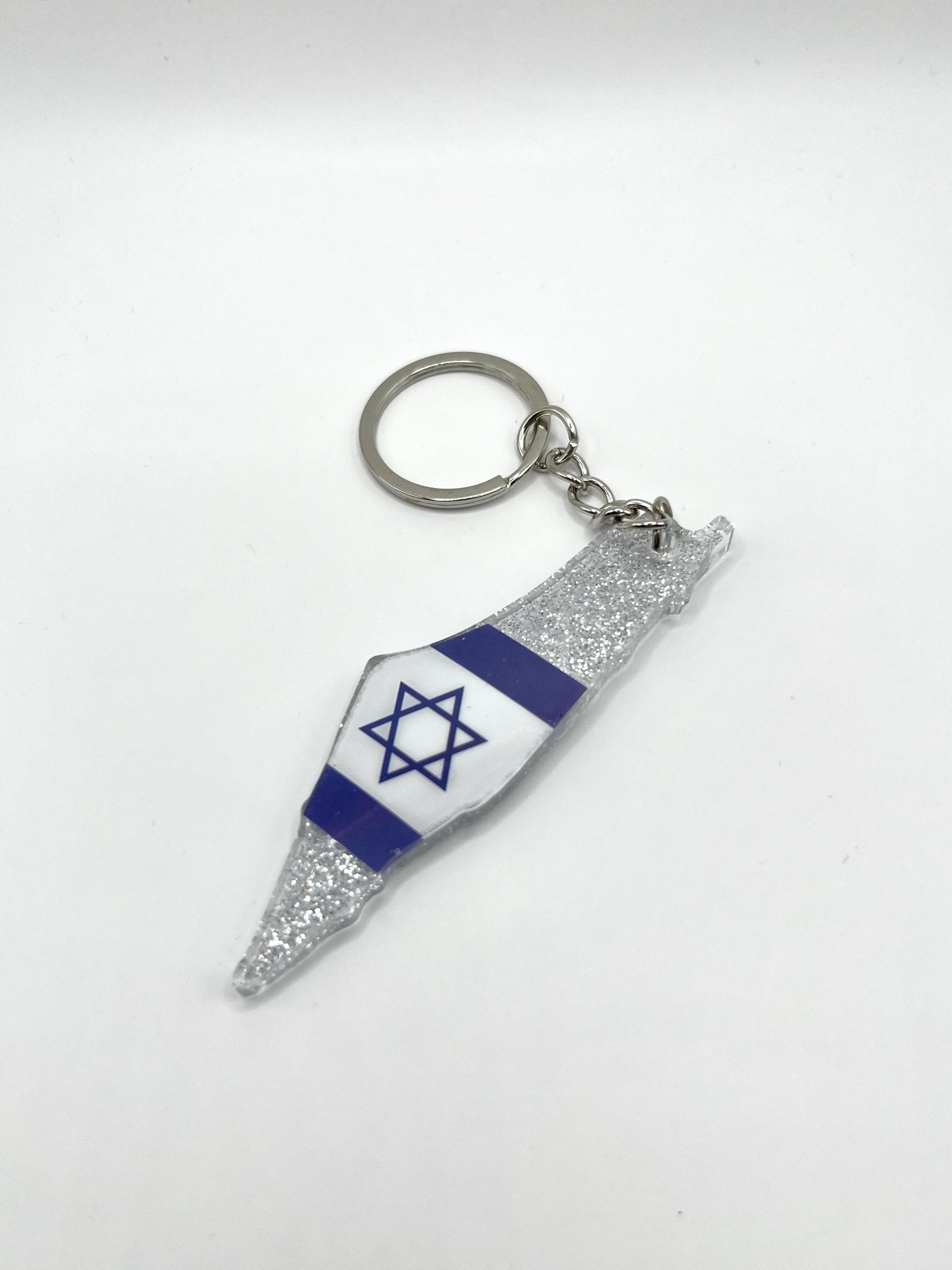 Handmade Silver Glitter Map of Israel Keychain *support a Volunteer in ...