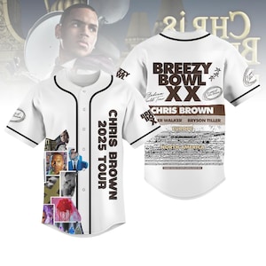 Camiseta de béisbol de Chris Brown, camiseta de béisbol del Breezy Bowl XX Tour 2025, camiseta del equipo de conciertos del Breezy Tour, camiseta deportiva de Chris Brown para hombre