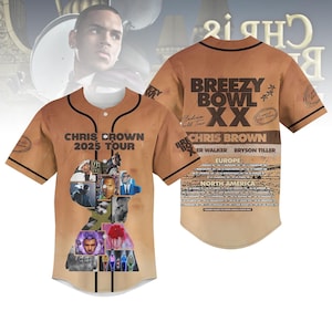 Camiseta de béisbol Breezy Bowl XX Tour 2025, camiseta de béisbol de Chris Brown, camiseta del equipo de conciertos Breezy Tour, camiseta deportiva de fan de Chris Brown para hombre