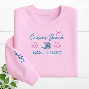 Personalized Cousin Beach Embroidered Sweatshirt, The Summer I Turned Pretty Hoodie, Team Conrad Crewneck, Coastal Girl Vibes