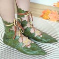 Elven Forest Boots, Fantasy Cosplay Shoes, Woodland Elf Footwear, Medieval Costume Boots, Leaf Elf Shoes, Larp Elvish Boots for Women