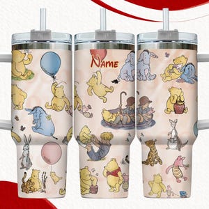 Personalized Winnie The Pooh Tumbler, Pooh And Friends 40oz Tumbler, Eeyore Valentine Tumbler, Tigger Stainless Tumbler, Gift For Her