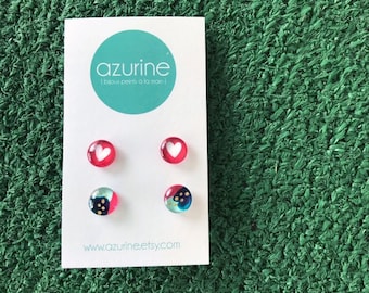 Duo de boucles d'oreilles peint à la main par azurine