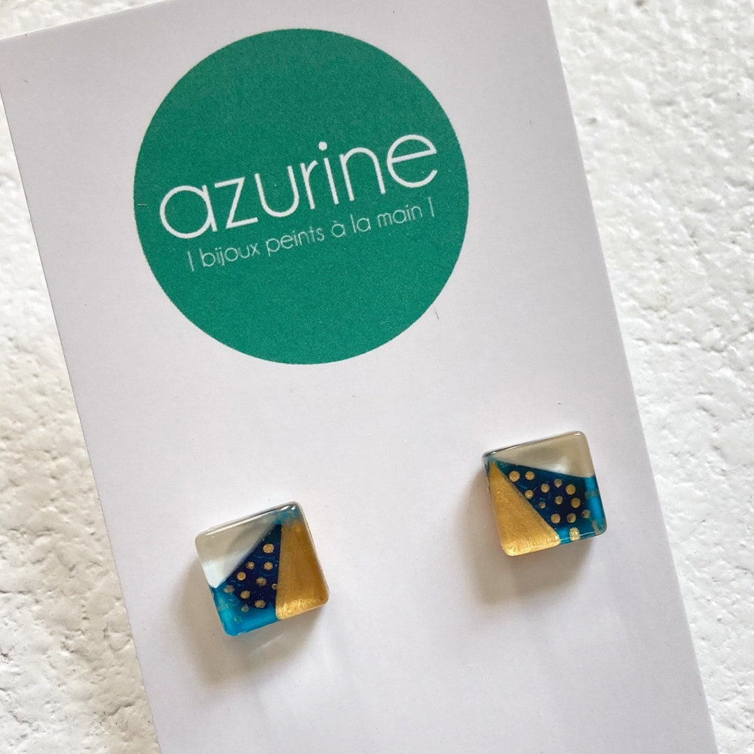 Boucles D'oreilles Strass Turquoise Sur Métal Vieil Or - Sans Nickel - Neuf Avec étiquettes