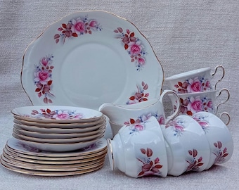 Queen Anne Fine Bone China Pink Floral Tea Set