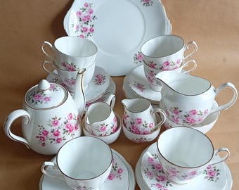 Elizabethan Elegant  Fine Bone China Tea set Cake Plate| Side Bread Plate| Saucer| Teacup| Sugar Bowl| Milk Jug and Tea pot