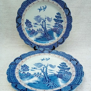 Booths Blue Real Old Willow  A8025, NO Gilt on the Rim Dinner Plate 10 1/2&quot;