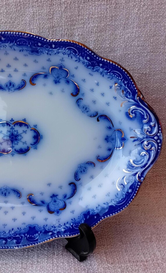 W.H. Grindley Flow Blue「Keele」プラッター - Etsy 日本