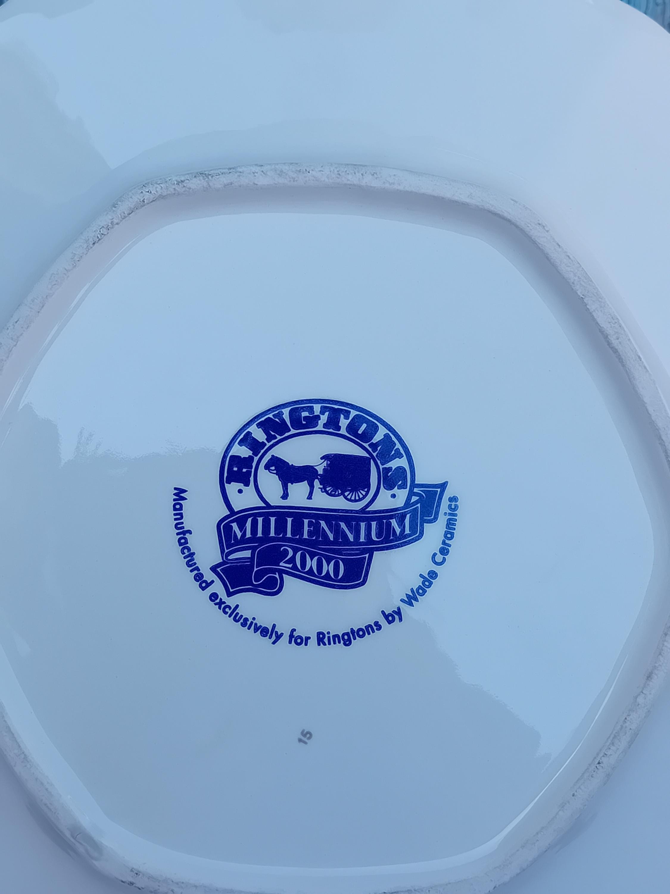 Ringtons Wade Millennium Hexagonal Plate Made in 2000. It is Blue