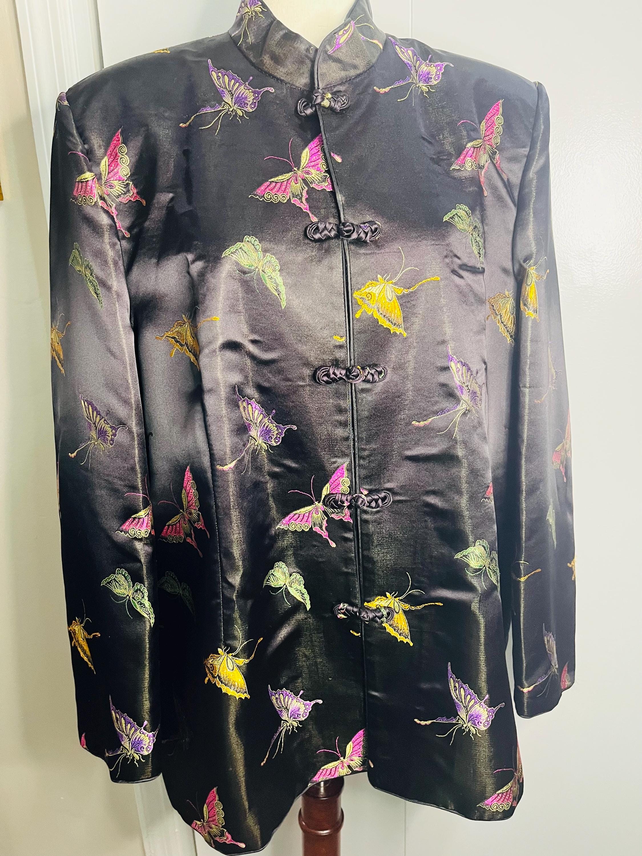 Vintage Silk Jacket Mandarin Collar - Etsy