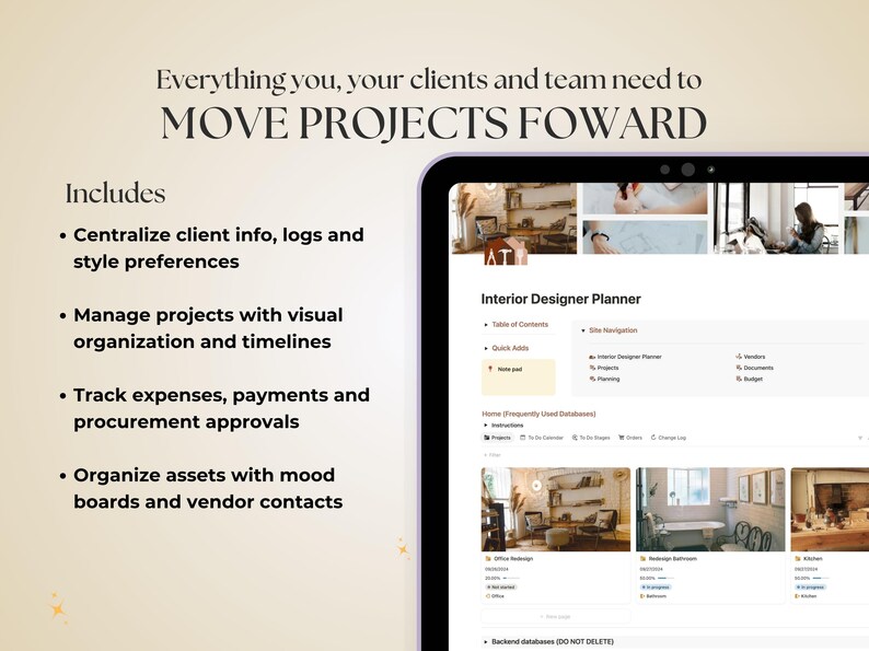 Interior Design Project Manager Notion Template for Interior Design ...