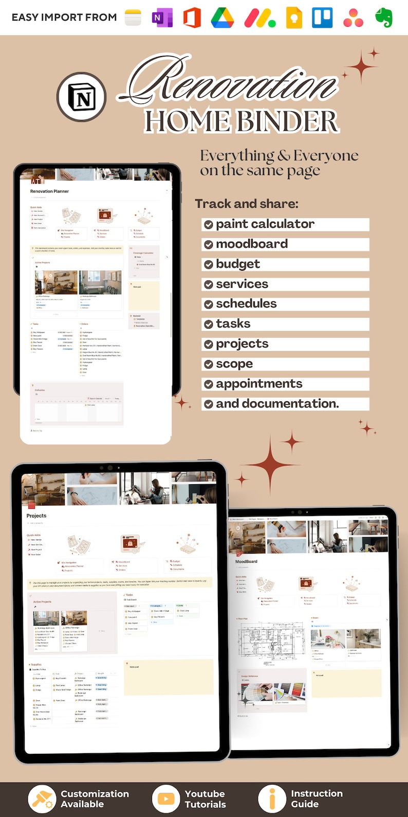 Home Renovation Planner Template for Room Renovation Project Manager ...