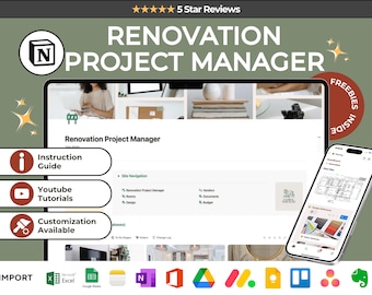 Huisrenovatie Projectplanner Begripsjabloon Renovatie Interieurontwerper Planner Huisrenovatie Budget Checklist gebouwrenovatie