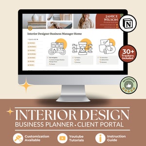 Interior Design Freelance Planner And Client Portal Bundle For Interior Design Services Planner with Client Portal Interior Designer Gift