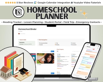 Dagelijkse thuisschoolplanner Notion-sjabloon Meerdere kinderen Homeschool-map Leraar Homeschool Ouderkalender Notion Homeschool Mom cadeau-idee