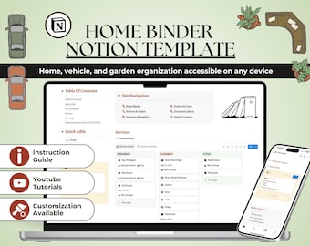 Sjabloon Household Manager Notion Personal Assistant Schoonmaakschema voor thuis Bindmap Cadeau-idee voor Estate Manager
