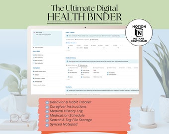 Health Management Planner Notion Health Tracker Medisch bindmiddel Wellness-map Medisch logboek Medicatietracker Manager chronische ziekten