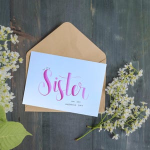 An meine Schwester auf meiner Hochzeitskarte