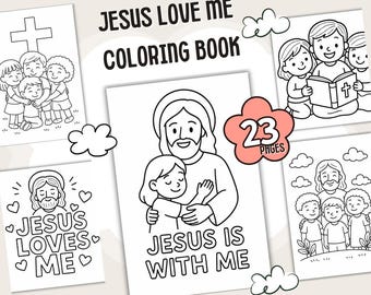 Kolorowanka biblijna dla dzieci, Jezus mnie kocha, do druku (PDF)