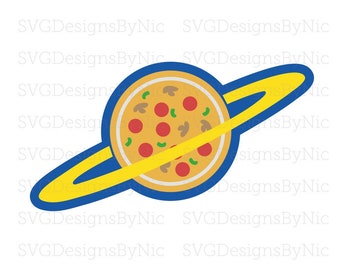 Pizza SVG, Planet, Pizza Planet, Cartoon, Clipart Design, Cricut Silhouette, Svg, Eps, Png, Jpeg, Dxf, Vector Digital Download