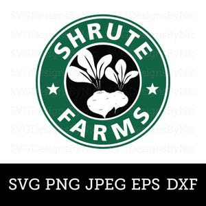 Puede incluir: Un círculo verde con el texto "SHRUte FARMS" en letras blancas. Dentro del círculo hay una ilustración en blanco y negro de una remolacha con hojas.