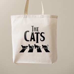 Cats Tote Bag Feline Cat Lover Beatles Crosswalk Funny Design Cat Mom Cat Dad SVG PNG Cricut Cut File