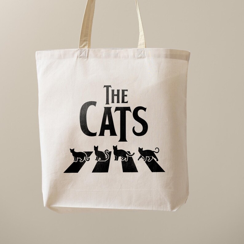Cats Tote Bag Feline Cat Lover Beatles Crosswalk Funny Design Cat Mom Cat Dad SVG PNG Cricut Cut File