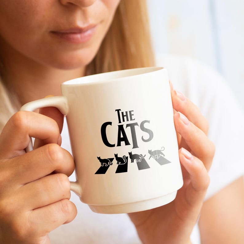 The Cats Mug Cup Gift Beatles Crosswalk Funny Design Feline Cat Mom Cat Dad SVG PNG Cricut Cut File