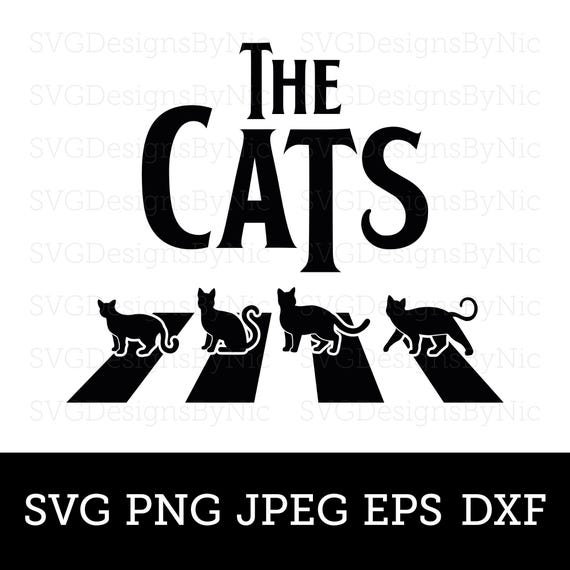 Cat SVG, Cats, Beatles, Funny Cat Design, Cat Dad, Cat Mom, Cat Lover, T-shirt Design, Cricut SVG, Png, Jpeg, Silhouette, Instant Download