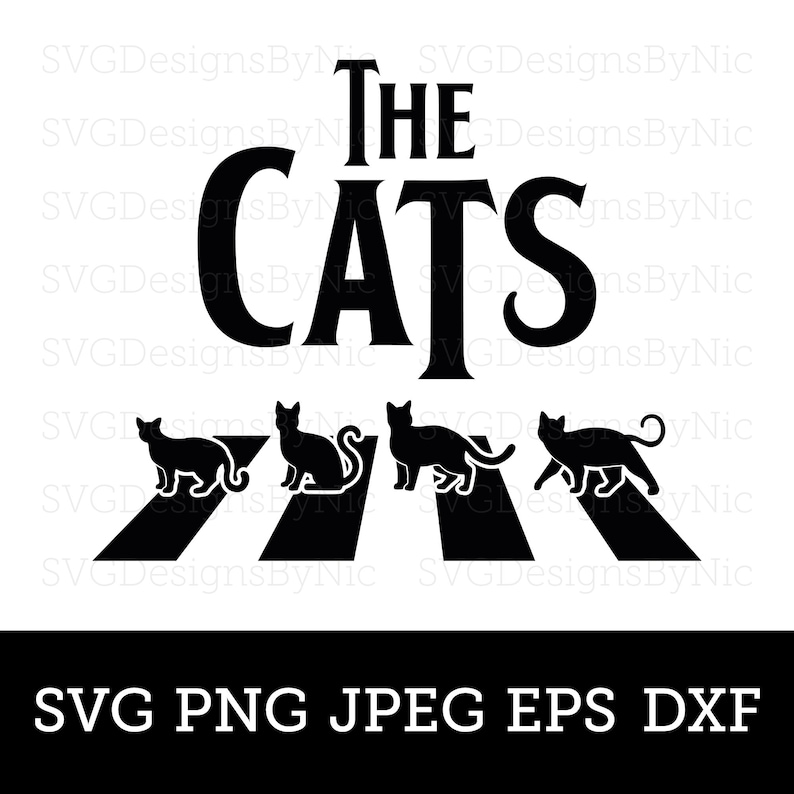 Cats SVG Cat Funny Design The Beatles Crosswalk Feline Lover Cats SVG PNG Cricut Cut File