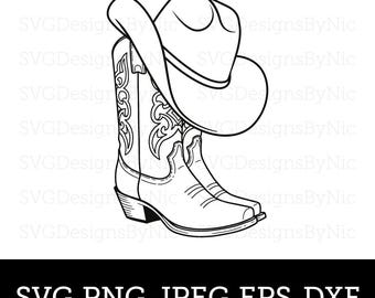 Cowboy Boots SVG, Cowboy Hat SVG, Cowgirl, Country SVG, Music, Nashville, Texas, Funny T-shirt Design, Cricut Svg Png Jpeg, Digital Download