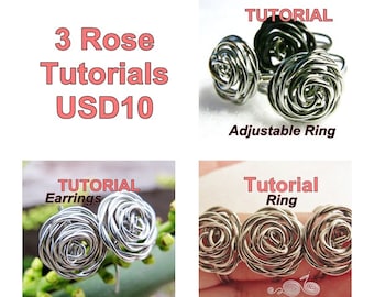 WIRE JEWELRY TUTORIAL Package - 3 Rose's Tutorials for USD10