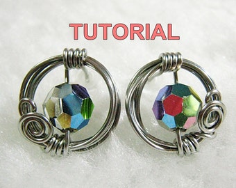 WIRE JEWELRY TUTORIAL - Sparkly 'O' Studs - Athena's Shield (Earrings)