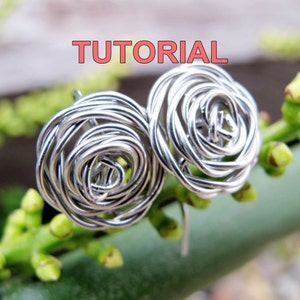 WIRE JEWELRY TUTORIAL Wire Wrapped Rose Earrings image 1