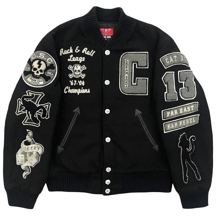Cream Soda Black Varsity Jacket handmade customized for Men and Women Etsy Ireland