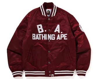 A Bathing Ape B.a. Nylon Maroon Jacket Handmade Customized on Demand