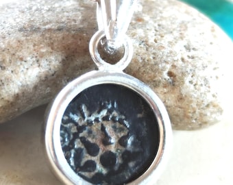 Widow's Mite Coin Necklace,  Silver Christian Gift, Biblical Ancient Jewelry For Men Women
