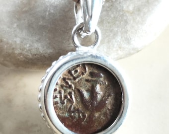 Biblical Widow's Mite Silver Necklace, Authentic Coin Pendant, New Testament Christian Jewelry Gift