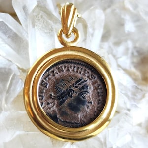 Genuine Roman Coin Pendant featuring Emperor Constantine II, Ancient Coin Vintage Necklace