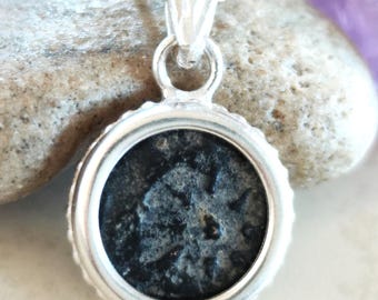 Authentic Biblical Widow's Mite Coin Silver Necklace, Christian Believer Small Medallion