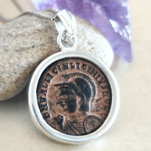 Muntketting voor mannen, echte Romeinse munt zilveren medaillon, keizer Licinius I munthanger, cadeau-idee vintage stijl, antieke unisex charme
