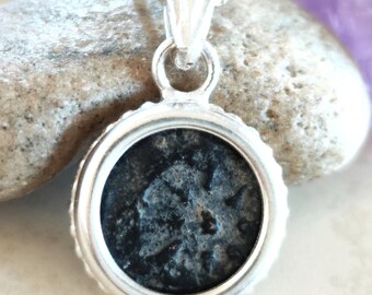 Authentic Biblical Widow's Mite Coin Silver Necklace, Christian Believer Small Medallion