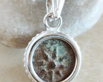 Biblical Widow's Mite Silver Necklace, Authentic Ancient Coin Pendant, Christian Heritage Jewelry Gift